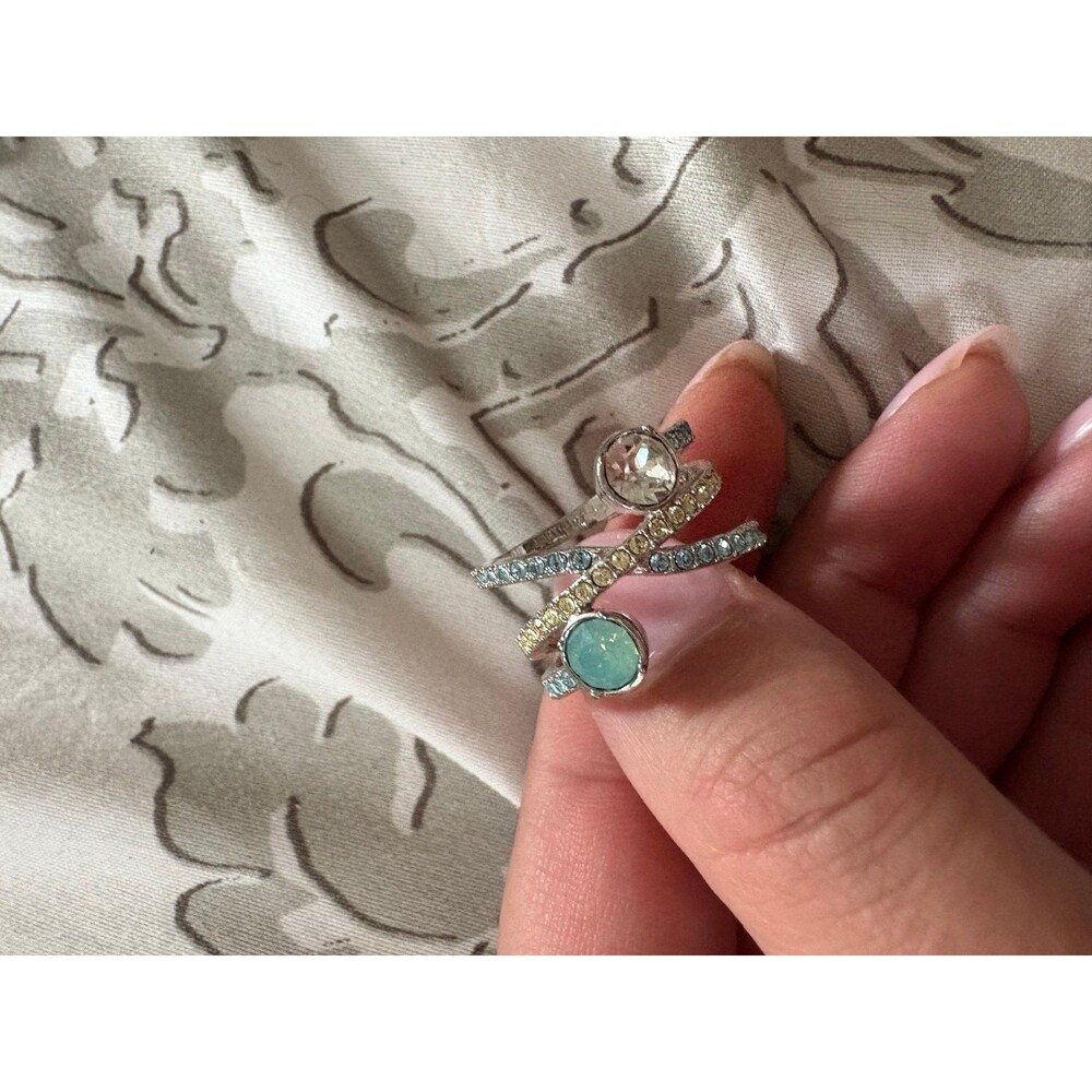 Blue and Yellow Rhinestone Twisting Lia Sophia Ring